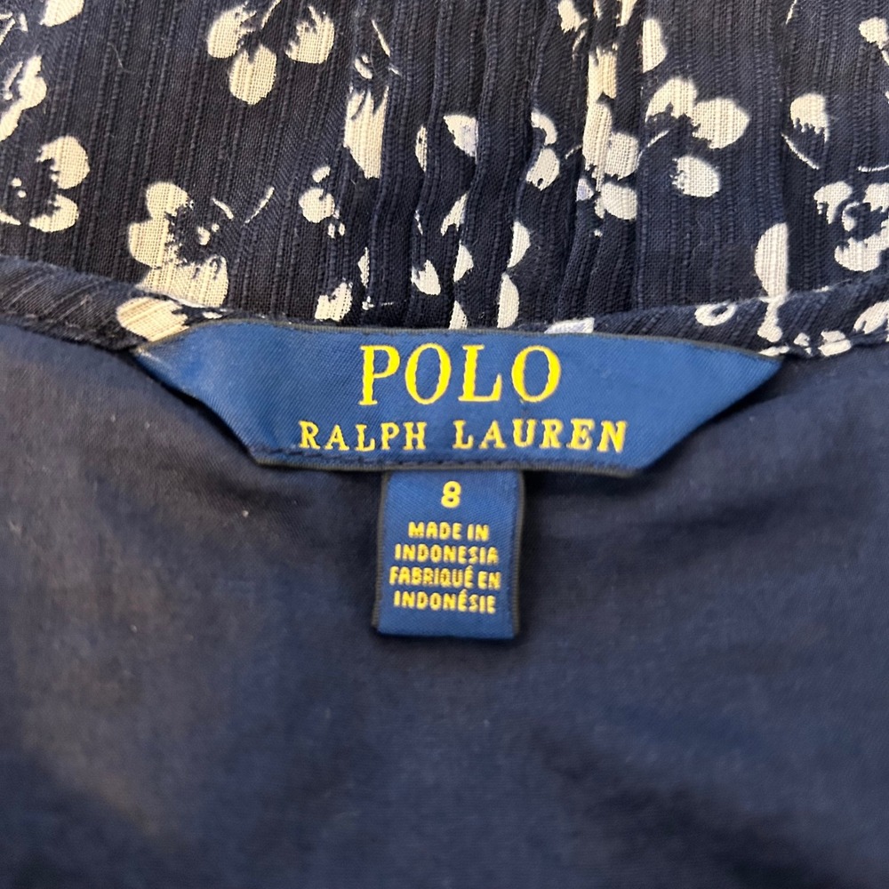 Polo Ralph Lauren Girls Cotton Dobby Floral Ruffle Dress Size 8 - Picture 4 of 5